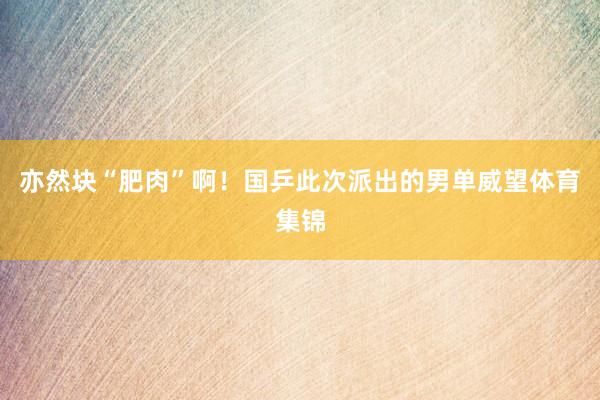 亦然块“肥肉”啊！国乒此次派出的男单威望体育集锦
