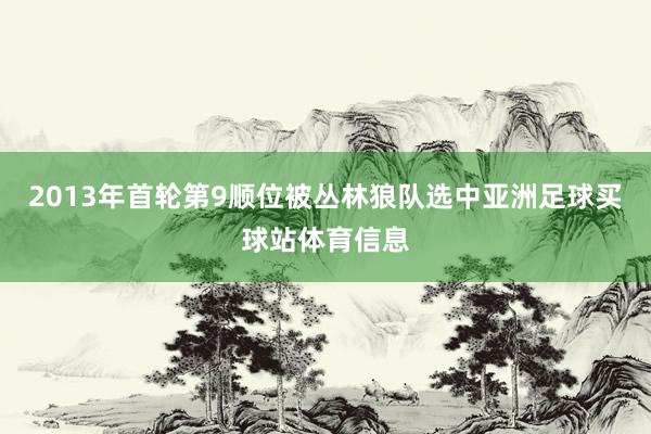 2013年首轮第9顺位被丛林狼队选中亚洲足球买球站体育信息