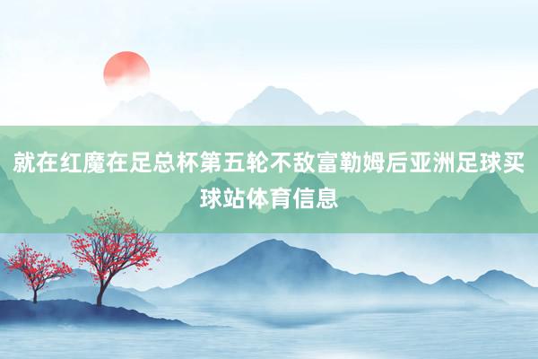 就在红魔在足总杯第五轮不敌富勒姆后亚洲足球买球站体育信息