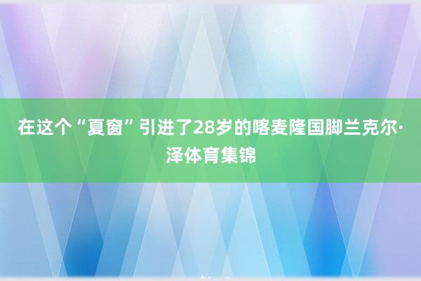在这个“夏窗”引进了28岁的喀麦隆国脚兰克尔·泽体育集锦