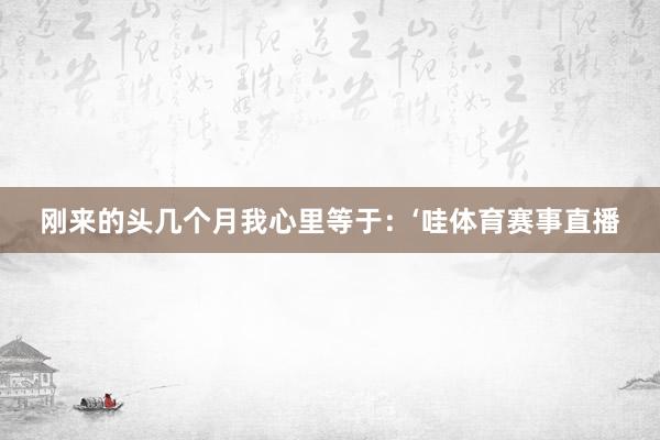 刚来的头几个月我心里等于：‘哇体育赛事直播