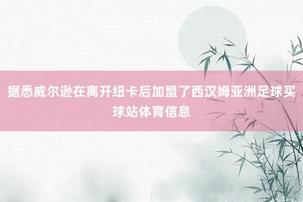 据悉威尔逊在离开纽卡后加盟了西汉姆亚洲足球买球站体育信息