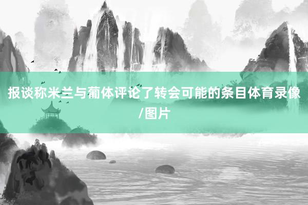 报谈称米兰与葡体评论了转会可能的条目体育录像/图片