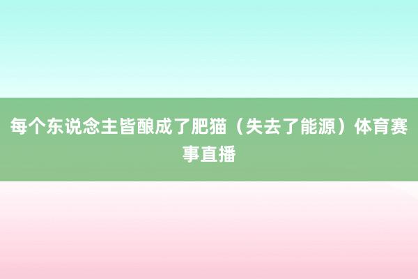 每个东说念主皆酿成了肥猫（失去了能源）体育赛事直播