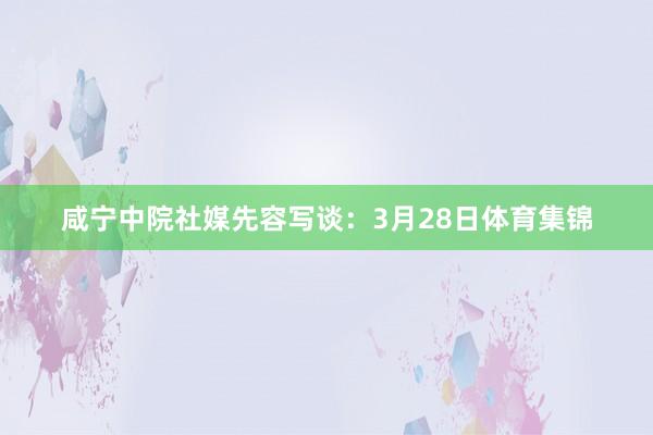 咸宁中院社媒先容写谈：3月28日体育集锦